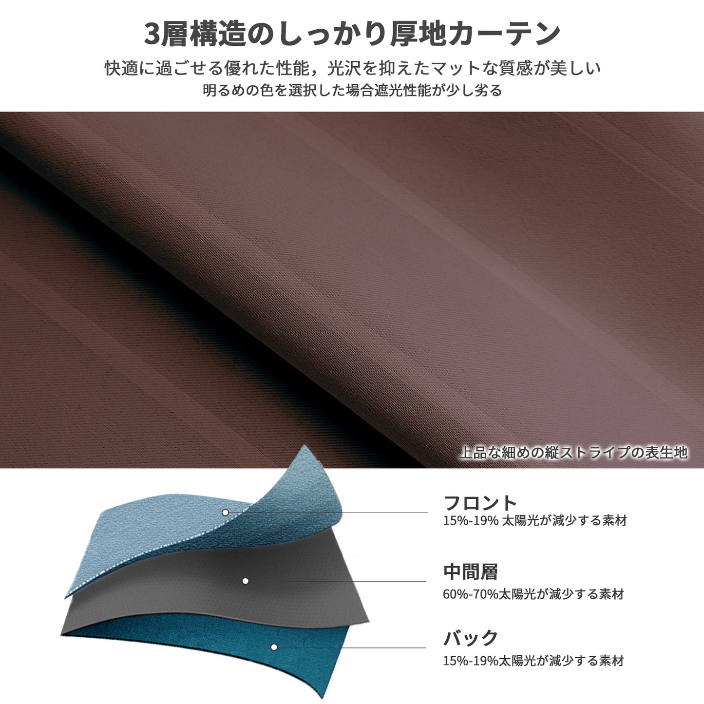 カーテン(ストライプ)2枚セット(ブラウン)