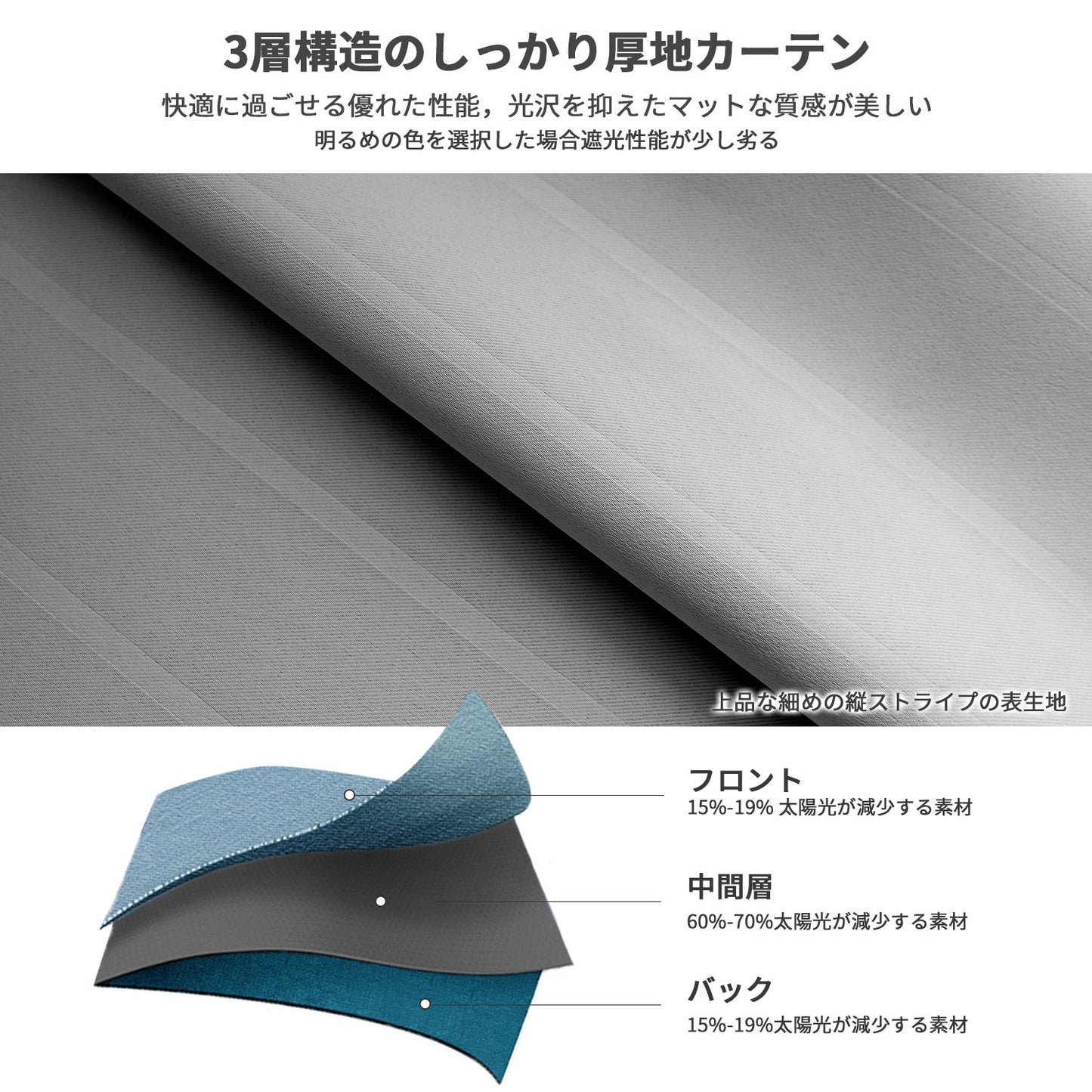 カーテン(ストライプ)2枚セット(スモークグレー)