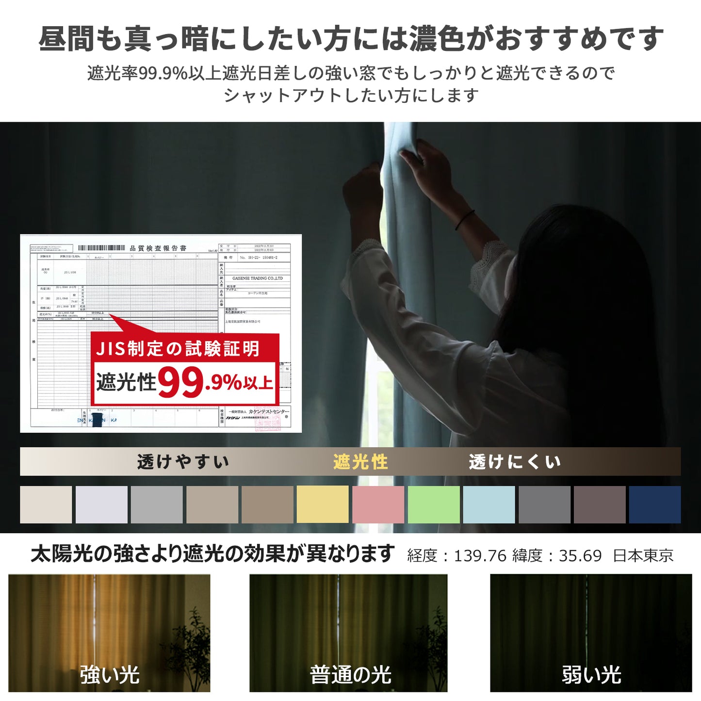 カーテン(ストライプ)2枚セット(ネイビー)