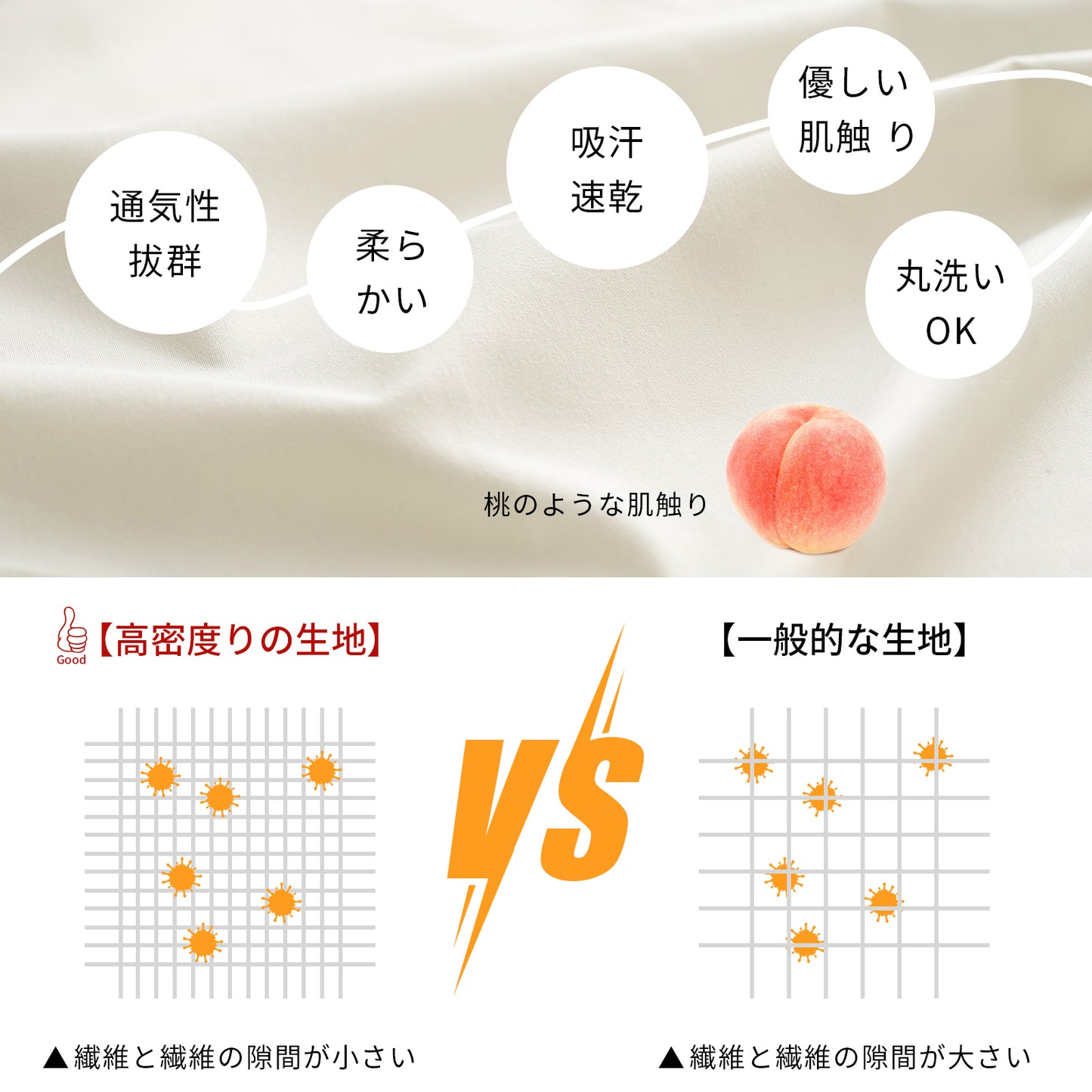 布団カバー シングル 4点セット（ピーチスキン生地 ）
